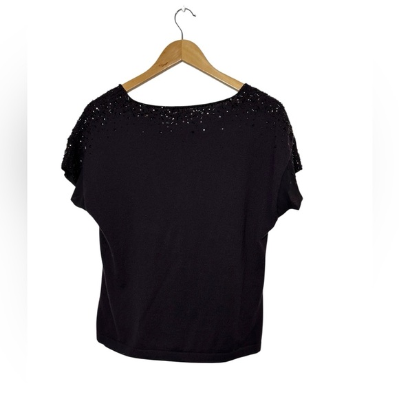 Lafayette 148 | 100% Cashmere Beaded Flutter Sleeve Top | Womens Size Medium - Picture 5 of 5